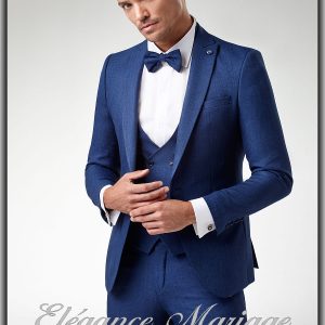 « Bury » – Costume de marié bleu avec gilet croisé