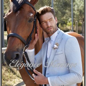 « Margate » costume de mariée en lin bleu